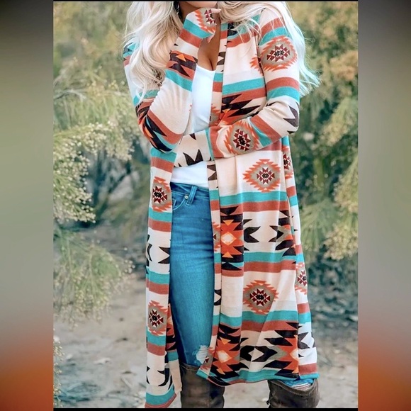 🌵Chic Spring-to-Fall Aztec Tribal Long Shirt - Picture 11 of 11